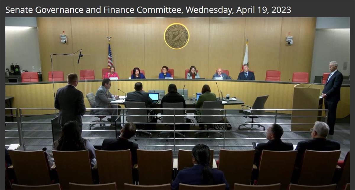 CSDA Aaron Avery testifying at Sen Gov Finance Committee